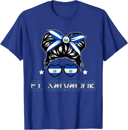Vista 19 de Camiseta de El Salvador para Niñas Bandera Patrimonio Hispano Salvadoreño