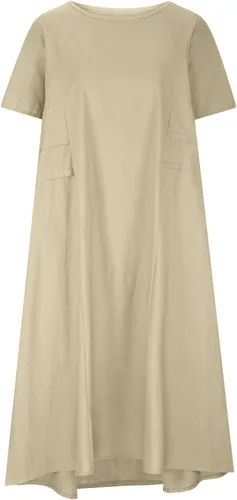 Vista 5 de XUNRYAN Vestidos de lino 2023 para mujer, vestido midi holgado casual de verano por debajo de la rodilla, holgado, holgado, cómodo, vestido de playa