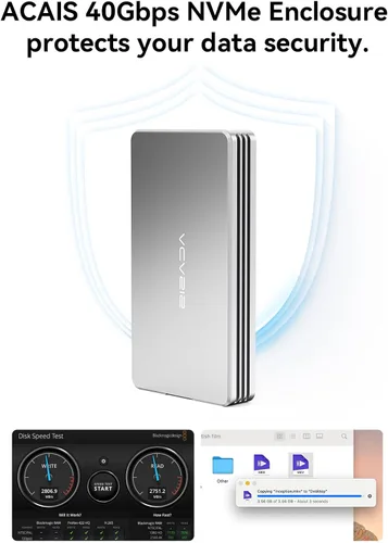 Vista 2 de ACASIS Carcasa SSD NVMe M.2 de 40 Gbps, instalación sin herramientas, carcasa NVMe para M1/M2/Pro/Max, compatible con USB4/3.2/3.1/3.0/2.0