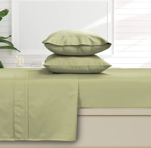 Vista 14 de Tribeca Living Juego de sábanas y fundas de almohada de satén de algodón egipcio suave, bolsillo profundo, 500 hilos, ropa de cama de lujo de 4 Beige