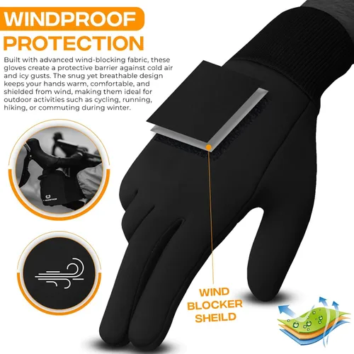 Vista 4 de WESTWOOD FOX Guantes de invierno para pantalla táctil, ligeramente impermeables, térmicos, cálidos, antideslizantes, para correr, ciclismo