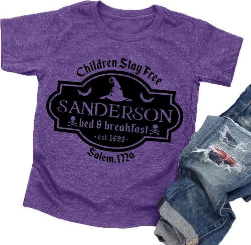 Vista 4 de LAZYCHILD It's Just A Bunch of Hocus Pocus - Camiseta de Halloween para niños y niñas, Sanderson Sister Graphic Shirt