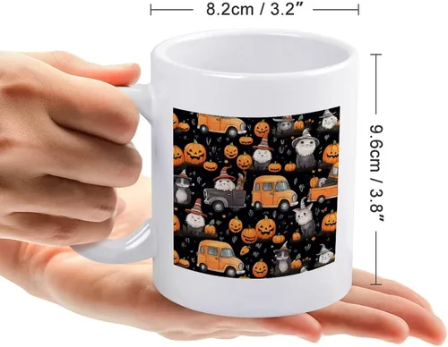 Vista 2 de Coffee Mug Happy Halloween Pumpkin Gnomes Truck Love Cat Bat Ghost Spider Web Ceramic Mugs Happy Halloween Funny Gifts Ideas For Mama Mommy