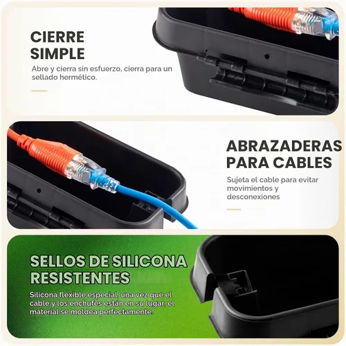 Vista 6 de SockitBoX Caja Eléctrica Original para Exteriores Impermeable - Pequeña Cubierta de Cable de Extensión para Exteriores con 6 Entradas de Cable