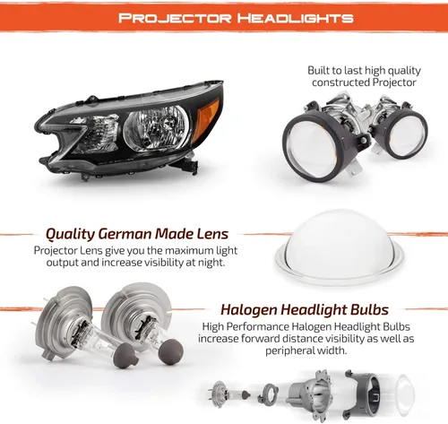 Vista 3 de AKKON - Compatible con Honda CR-V 2012 2013 2014 [tipo halógeno] repuesto de faro delantero izquierdo negro