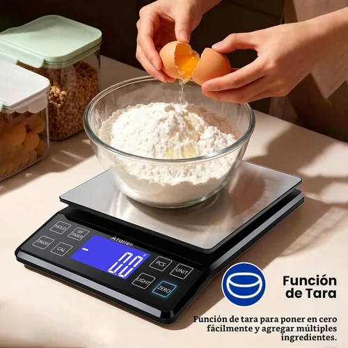 Vista 4 de Báscula de cocina digital recargable, resolución de 0.004 oz máx. 11 lbs 11 Negro