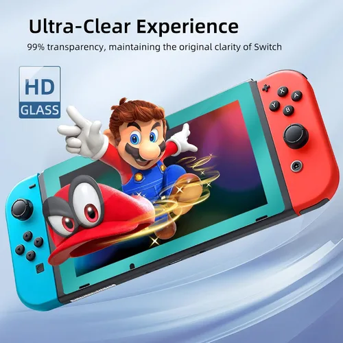 Vista 3 de Paquete de 2 protectores de pantalla de vidrio templado con borde verde para Switch Model 2017 [6.2 pulgadas], transparente HD, antiarañazos