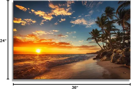 Vista 9 de DZL Art S74769 - Impresión de Pintura en Lienzo Paraíso Isla Tropical Playa con Palmeras Impresión Fotográfica Imágenes de la Naturaleza Arte