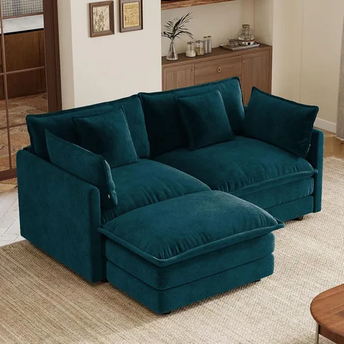Vista 20 de 76.7" Cloud Couch for Living Room, Deep Seat Loveseat Sofa, Beige Breathable Chenille, 2-Seats Couch for Apartment Small Spaces, Pocket Spring
