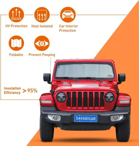 Vista 6 de Savadicar Parasol para parabrisas para Jeep Wrangler JL JLU y Gladiator JT 2018-2025, protector térmico, estructura laminada triple de papel
