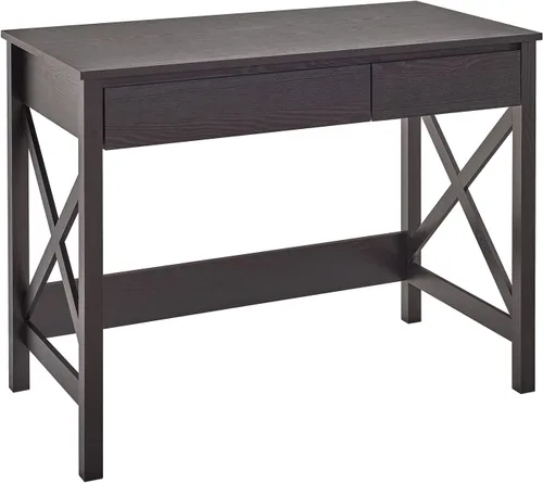 Vista 4 de ClosetMaid 3955 X-Frame Design Escritorio o consola con cajones, madera de nogal negro