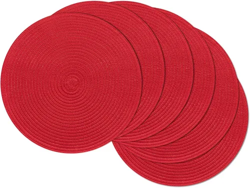 Vista 87 de SHACOS Juego de 4 manteles individuales redondos lavables de 15 pulgadas, de algodón, poliéster, trenzados, para mesa de comedor, boda, decoración