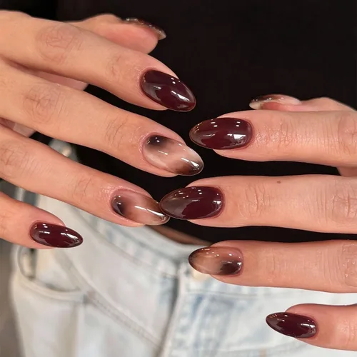 Vista 13 de Uñas postizas medianas a presión de almendra para mujer, uñas postizas Color-2