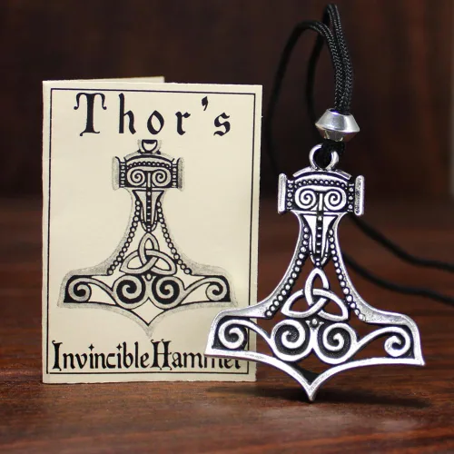 Vista 2 de Colgante Mjolnir de nudo celta de martillo de Thor grande de peltre, No aplicable