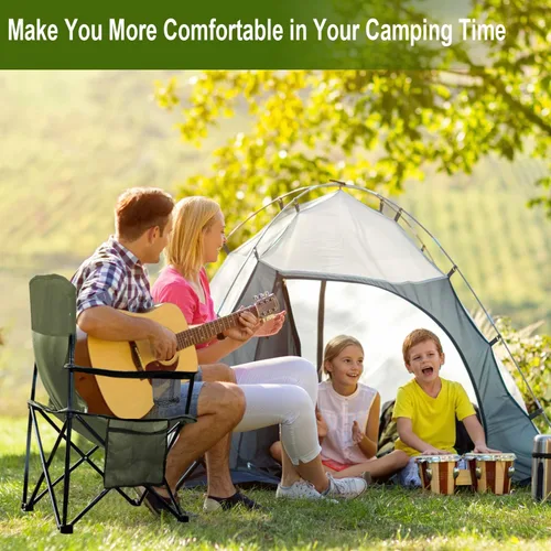 Vista 6 de Sillas plegables de camping colapsables Silla de césped de alta resistencia con bolsa para termos, bolsillo de almacenamiento, bolsa impermeable