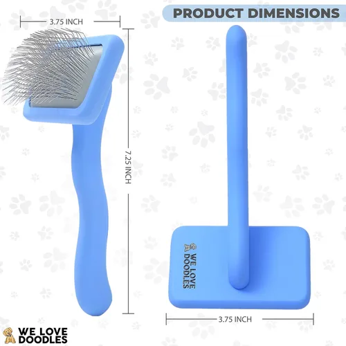 Vista 4 de We Love Doodles Slicker Brush Bundle – Kit de cepillo grande y mini para perros y cachorros – Cepillo de aseo para cabello medio y largo – Fabricado