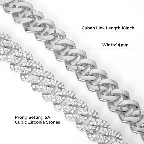 Vista 4 de nkjegol Cuban Chain Necklaces SilverGold Cuban Link Chains Mens Iced Out Miami Bling Diamond Hip Hop Jewelry for Women