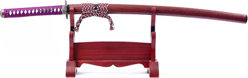 Vista 9 de Katana de acero de alto carbono 1060 forjada a mano, espada de hoja real, espadas de combate de 41 pulgadas, corte de papel ya afilado
