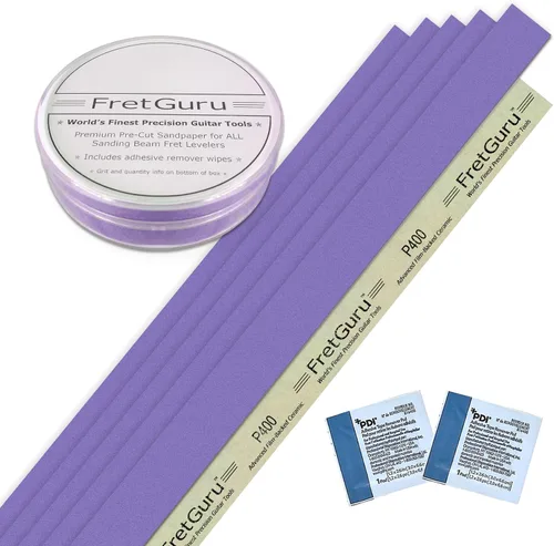 Vista 15 de FretGuru Haz de Lijado Nivelador de Trastes – (10" ~ 250mm) Archivo nivelador profesional para luthier de guitarra incluye papel de lija de 100