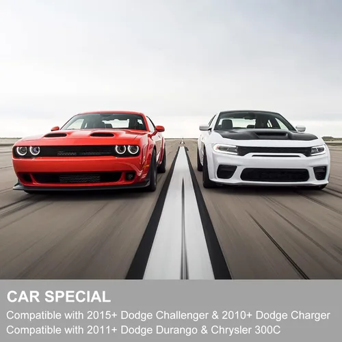 Vista 2 de Jimen para Dodge Challenger 2015+, para Dodge Charger 2010+, para Dodge Durango 2011+, Cubierta de botón de interruptor de faro de recorte