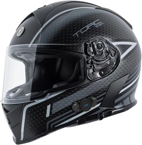 Vista 3 de Torc T14B Mako Casco de cara completa con Bluetooth integrado Humo claro