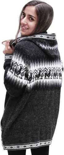 Vista 4 de Little Llamas - Sudadera con capucha de lana de alpaca