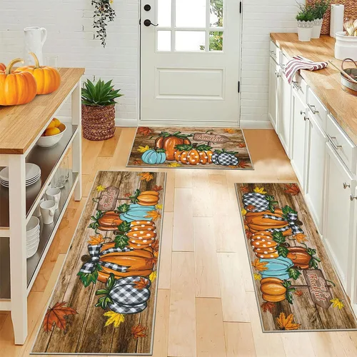Vista 16 de Juego de 3 tapetes de cocina de Feliz Navidad, alfombras antideslizantes de cocina para invierno y fiestas navideñas Xmas, alfombra cómoda