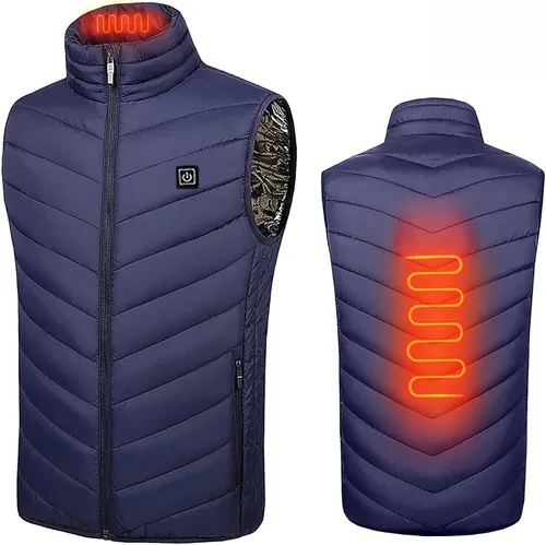 Vista 2 de tuduoms Chaleco térmico para mujeres y hombres, chaqueta de plumón eléctrica cálida de invierno recargable por USB, sin batería, Negro