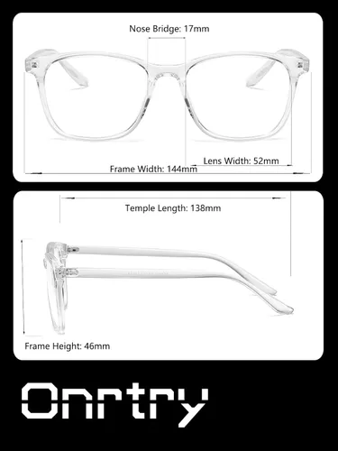 Vista 53 de Onrtry Gafas sin receta para hombres y mujeres, lentes transparentes cuadradas