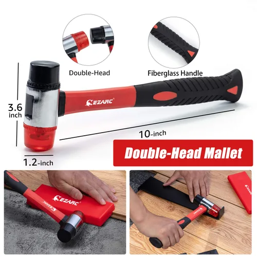 Vista 3 de EZARC Kit de instalación de pisos de madera laminada de 64 piezas con mazo reforzado de doble cara, barra de tracción resistente, bloque de roscado