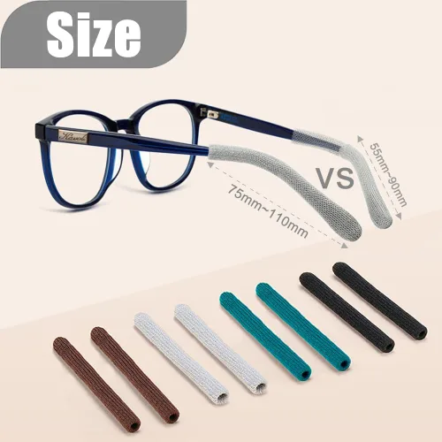 Vista 2 de 2 pares de agarraderas extendidas para orejas de anteojos, cojín de brazo de algodón de punto suave mejorado para anteojos detrás de la oreja