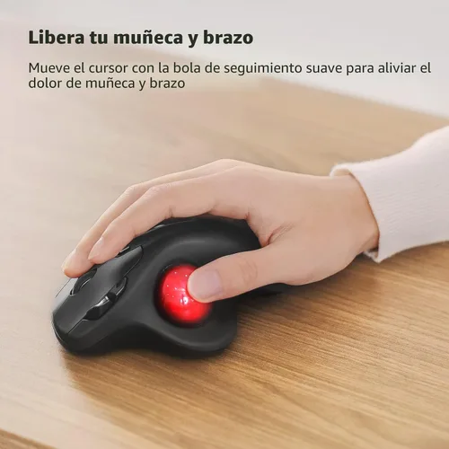Vista 2 de Nulea Ratón Trackball Inalámbrico M501, Ergonómico Recargable, Control Fácil con el Pulgar, Seguimiento Preciso y Suave, Conexión de 3 Dispositivos