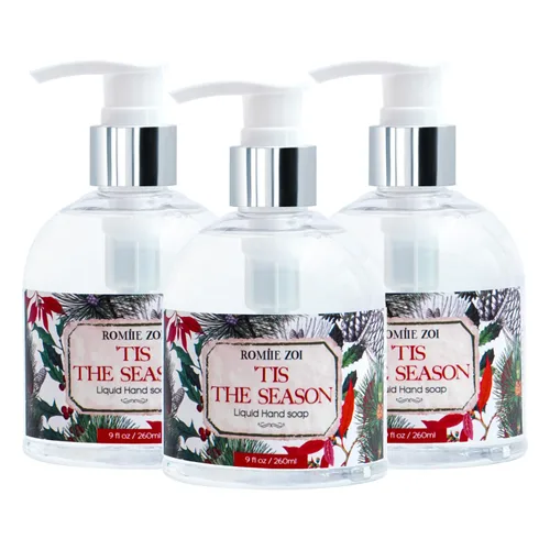 Vista 8 de ROMIIE ZOI Jabón líquido para manos de Navidad con caja de regalo - 260ml / 9 fl. Oz - Paquete de variedad de 3