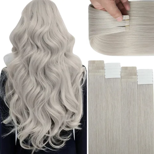Vista 8 de Lacer Extensiones de cabello humano adhesivas de 12 pulgadas, cinta adhesiva de doble cara para extensiones de cabello de trama cutánea, 20