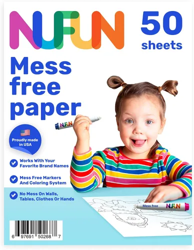 Vista 2 de NuFun Activities Rollo de caballete libre de desorden de 17 pulgadas x 200 pies, papel de colorear en blanco para niños, papel de arte sin desorden