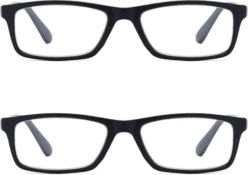 Vista 7 de Lentes de lectura con bloqueo de luz azul para hombres y mujeres, marco rectangular, lectores de computadora con bisagra de resorte