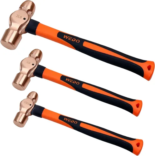 Vista 19 de WEDO Martillo de bola de cobre de 24 oz (1-1/2 libras), martillo de bola con mango de madera, longitud 325 mm (13"), forjado a presión, resistente a