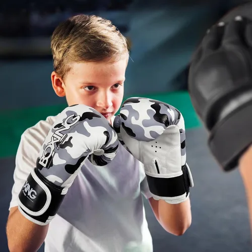 Vista 7 de Guantes de boxeo para niños, guantes de boxeo para niños de 3 a 9 años, para niños y niñas, de poliuretano con dibujos animados, guantes de boxeo