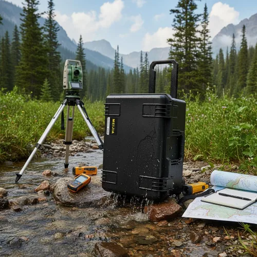Vista 7 de MEIJIA Funda rígida portátil impermeable para todo tipo de clima, funda para cámara con espuma de ajuste personalizable, diseño ligero con mango