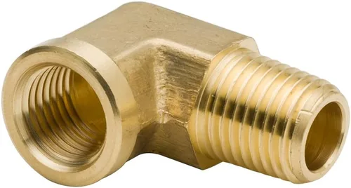 Vista 2 de Codo de calle de latón de 90 grados, 1/2 pulgada NPT macho x 1/2 pulgada NPT hembra forjado tubería (paquete de 2)