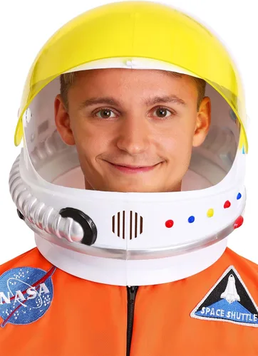 Vista 6 de Casco de disfraz de astronauta para adulto, casco de plástico con visera amarilla