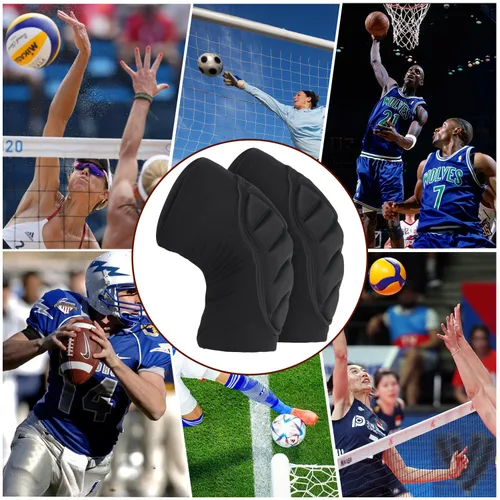 Vista 6 de PISIQI Rodilleras de compresión para piernas, rodillera gruesa anticolisión gruesa EVA acolchada para baloncesto, fútbol, voleibol, lucha libre