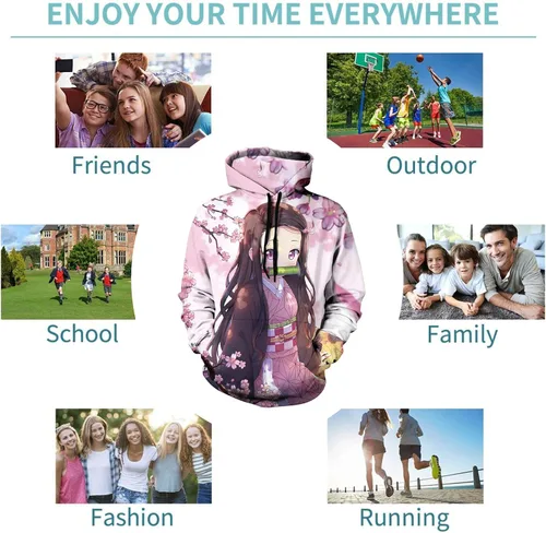 Vista 5 de ZQAVKUD Sudadera con capucha de anime personalizada, sudadera con capucha con estampado 3D de manga, sudadera con capucha para deportes al aire