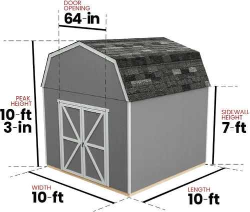 Vista 6 de Handy Home Products Braymore - Cobertizo de almacenamiento de madera de 10x10 con piso para armar tu mismo