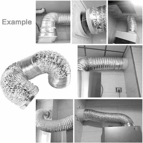Vista 5 de Manguera de ventilación de secadora flexible de 8 pulgadas, conductos de aluminio de 25 pies de largo con 2 abrazaderas de conducto, protección