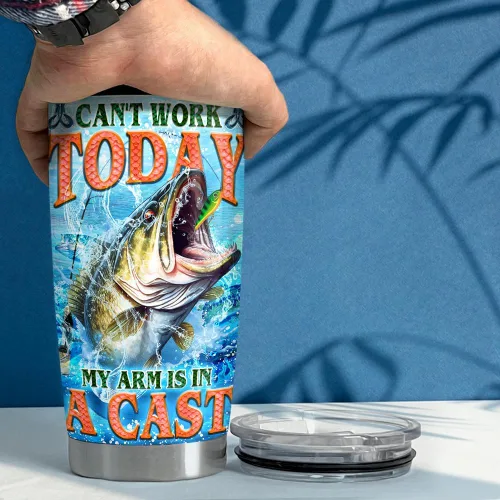 Vista 5 de SANDJEST Vaso de pesca personalizado de 20 onzas, 30 onzas, vasos aislados con tapa, taza de viaje para café, taza de viaje, taza no puede funcionar