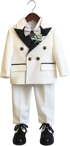 Vista 7 de Traje para niños, 3 piezas, chaqueta de esmoquin formal, traje de boda, traje para niños, chaqueta de traje, pantalón, corbatín