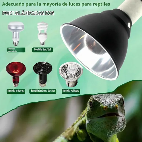 Vista 2 de BNOSDM Lámpara de reptil, lámpara de calor de reptiles de cúpula poco profunda de 5.5 pulgadas para bombilla UVB UVA, bombilla de calor de reflexión