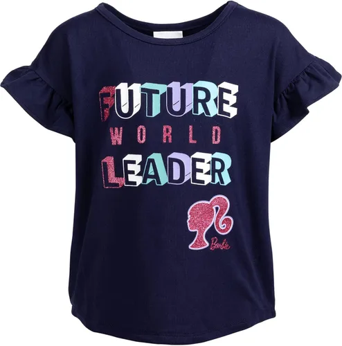 Vista 3 de Barbie Conjunto de camiseta y leggings con estampado de volantes, conjunto clásico a juego para niñas