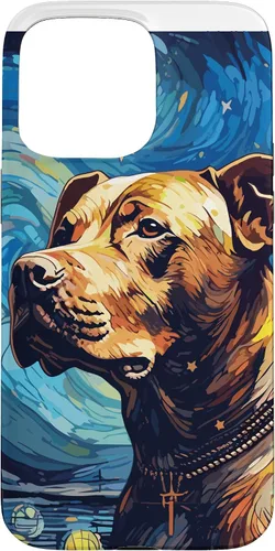 Vista 31 de Funda para iPhone 16 Pitbull Starry Night para perro, mamá, perro, papá